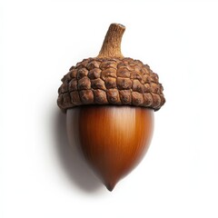 Aufkleber - Single brown acorn with textured cap displayed on a white background highlighting natural details and shape