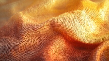 Poster - Rustic burlap fabric in gradient shades of sunset orange and soft yellow showcasing warmth and natural beauty
