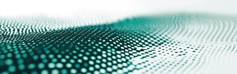 Poster - Cool halftone composition in teal fading into dark emerald green on a neutral background presents depth and elegance