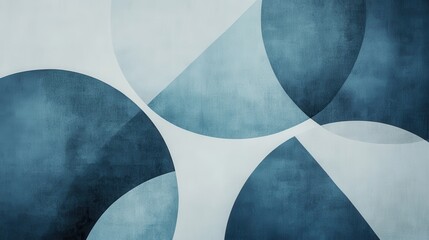 Aufkleber - Muted blue and gray half-circles create a serene abstract design in a minimalist style