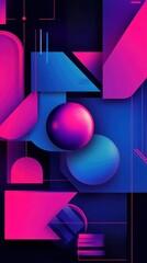 Poster - Layers of vibrant magenta geometric shapes create a stunning visual composition with depth and contrast in design art