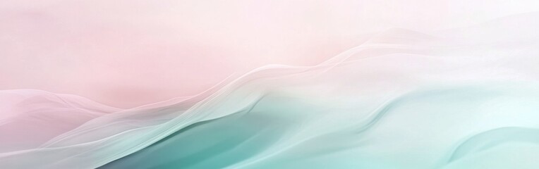 Aufkleber - Soft flowing mint and pink haze creating a tranquil atmosphere in an abstract background