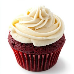 Aufkleber - Vibrant red velvet cupcake topped with smooth cream cheese frosting delights the senses