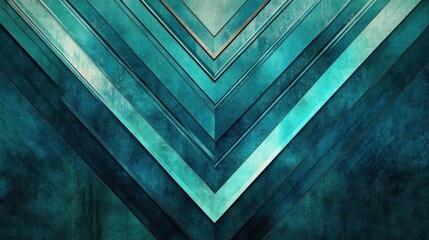 Fototapete - Striking geometric composition featuring dark teal tones and layered patterns in abstract design