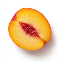 Poster - Vibrant orange peach slice showcasing juicy flesh and rich color in a bright setting
