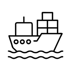 Poster - cargo ship icon, cargo ship line art - simple line art of cargo ship, perfect for cargo ship logos and icons