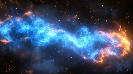 cosmic dance of fire and ice: a mesmerizing celestial spectacle unfolds as a fiery red and icy blue 