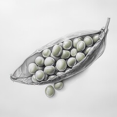 Poster - Handful of fresh green peas spilling from an opened pod on a smooth surface