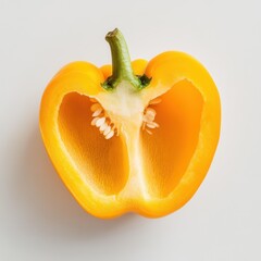 Poster - Freshly cut yellow bell pepper quarters showcasing vibrant color and texture, ideal for healthy meals and recipes