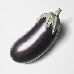 Poster - Glossy eggplant with rich purple hue displayed on neutral background showcasing its natural beauty and freshness
