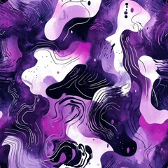 Poster - Dynamic watercolor doodle designs capturing abstract forms and vibrant colors in a creative display of artistic expression