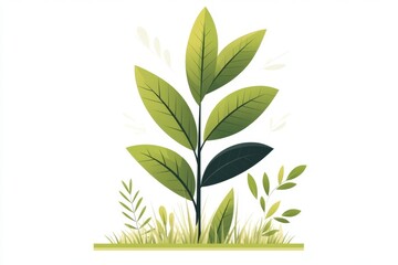 Poster - A flat design of a yucca tree with soft gradients, depicted in a minimalist style on a white background