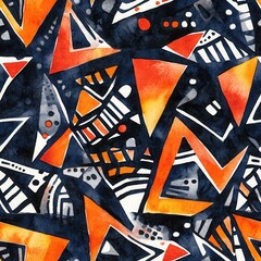 Aufkleber - Bold watercolor doodle design featuring abstract shapes in vibrant colors for creative inspiration