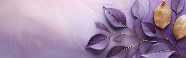 Aufkleber - Soft mauve leaves with golden tips resting on a gentle pastel surface in serene harmony