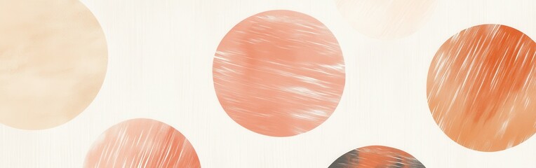 Aufkleber - Minimalist pencil strokes create a soft gradient with circular shapes in warm tones and gentle textures on a light background