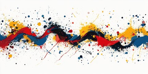 Leinwandbilder - Dynamic splatter texture showcasing vibrant colors and energetic movement across a white background
