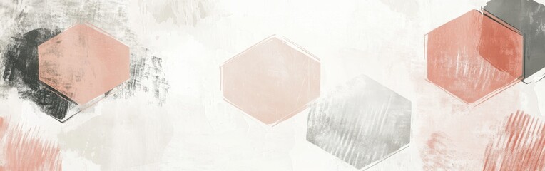 Leinwandbilder - Elegant white composition featuring soft pastel hexagons arranged in a harmonious design suitable for modern decor or art inspiration