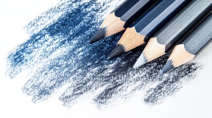 Poster - Elegant pencil strokes and washes create a beautiful gradient effect on textured paper in a creative workspace
