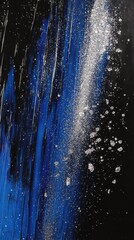 Aufkleber - Electric cobalt blue intertwines with icy silver sparkles creating a mesmerizing abstract artwork