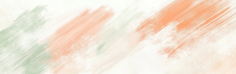 Poster - Vibrant abstract composition on a soft white background showcasing gentle strokes of orange and green hues