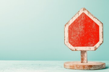 Poster - A minimalist wooden yield sign with clean, smooth edges and a natural varnish, set against a plain white background