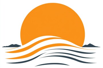 Leinwandbilder - A minimalist yellow sun icon with simple rays extending outward, set against a white background for a clean design