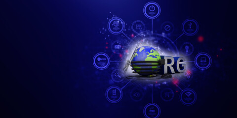 Poster - 
3d illustration Internet domain org With optical cable connected mouse
