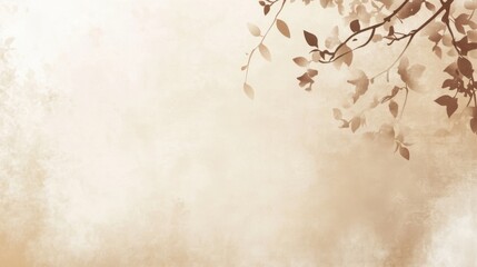 Poster - Soft muted background featuring delicate leaves against a beige and cream backdrop, evoking a serene atmosphere