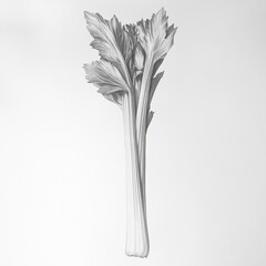 Poster - Celery stalk with intricate veins showcased against a light background highlighting its natural texture and form