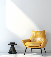 Poster - Photorealistic, solid white wall with an empty space for product placement