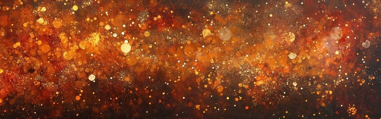 Poster - Warm amber and burnt orange sparkles create a stunning visual effect resembling a cosmic wonderland