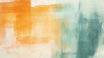 Poster - Soft pencil strokes create a vibrant abstract wash of orange and turquoise hues in a dynamic composition