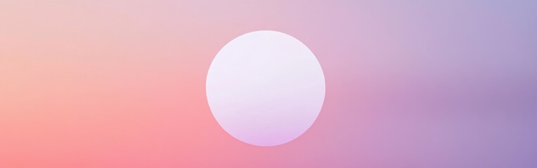 Poster - Soft pastel gradient of lavender to pink surrounds a bright circular shape in a serene sky at twilight