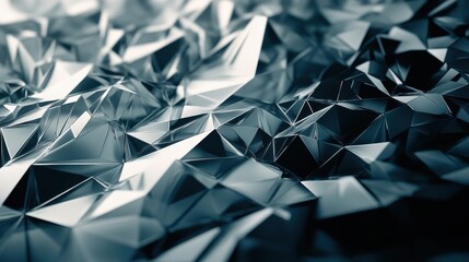 Poster - Modern low-poly abstract background with gradient shades in blue, gray, and white creating a dynamic visual experience