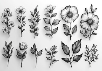 Botanical illustration featuring foliage, crafted with watercolor and ink