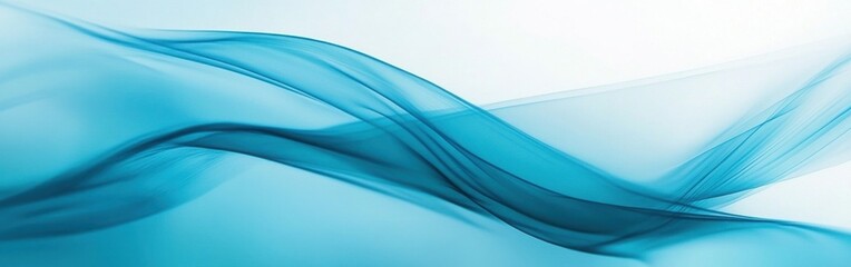 Poster - Elegant pale blue and teal haze flowing gracefully across a serene background in soft, flowing patterns