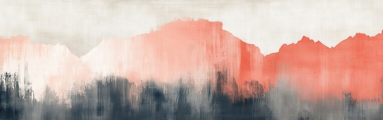 Poster - Elegant coral to gray transitions depict a serene landscape at dusk with soft foliage