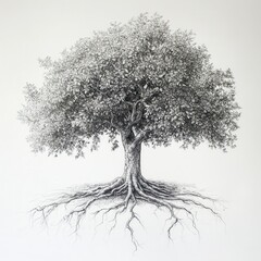 Poster - Tree with exposed roots showcasing natural beauty and intricate details amidst lush foliage in a serene setting