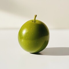 Aufkleber - Glossy green olive on a bright surface showcasing its freshness during midday