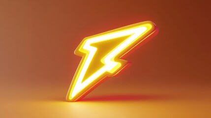 Wall Mural - illuminating technology - 3d yellow lightning bolt icon symbolizing energy, electricity, and innovat