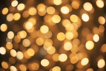 Aufkleber - Abstract golden bokeh lights background with soft glowing circles on dark backdrop.
