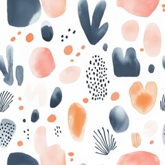 Aufkleber - Watercolor doodle design with gentle shapes and soft colors enhancing creativity and imagination