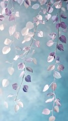 Aufkleber - Hanging branches adorned with delicate pastel leaves create a serene atmosphere in softly diffused light