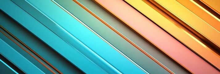 Wall Mural - Vibrant diagonal stripes in blue, orange, and pink create a dynamic, modern abstract background that adds depth and energy.