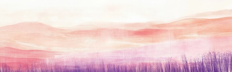 Leinwandbilder - Soft pencil strokes create a serene landscape with pastel hues of pink and purple at dawn