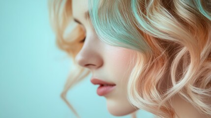 Poster - soft gradient fill enhances delicate beauty in pastel hair colors during a serene portrait session