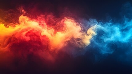 Aufkleber - Vibrant Swirling Fog and Smoke in Fiery Red Orange Yellow and Blue Colors Forming an Abstract Cinematic and Dramatic Background