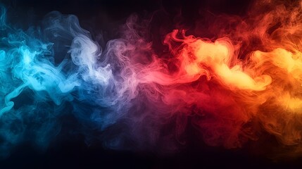 Aufkleber - Captivating Colorful Swirling Smoke and Fog Abstract Background with Bold Red Orange Yellow and Blue Hues Creating a Dramatic Atmospheric and Energetic Composition