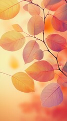 Aufkleber - Bright golden leaves with glowing edges create a warm autumn atmosphere in a serene outdoor setting