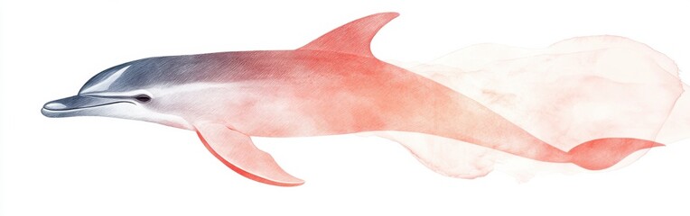 Poster - Elegant silhouette of a dolphin gracefully swimming underwater in a tranquil ocean setting at dawn